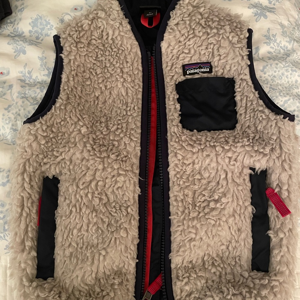 Patagonia Cream and Black Kids Vest